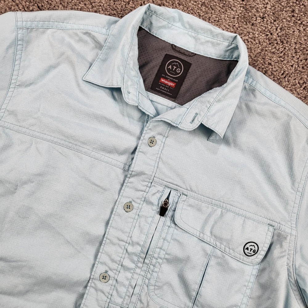 Wrangler ATG All Terrain Gear Mens Small Blue Ripstop Utility Shirt 112337334